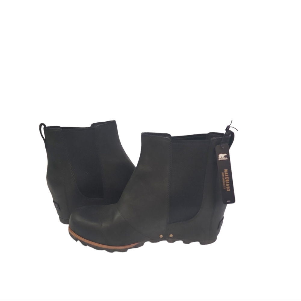 Sorel Women's Lea Wedge Black/Quarry High Top Boot 11